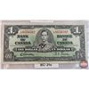 Image 3 : Bank of Canada $1 Bills 1937 (2): ~ Gordon/Towers : #LM4554592 ~ Coyne/Towers : #XM1701007