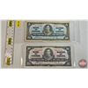 Image 1 : Bank of Canada Bills 1937 (2) :  ~ $5 Bill : Coyne/Towers #HS1746701 ~ $10 Bill : Coyne/Towers #AT61