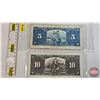 Image 4 : Bank of Canada Bills 1937 (2) :  ~ $5 Bill : Coyne/Towers #HS1746701 ~ $10 Bill : Coyne/Towers #AT61