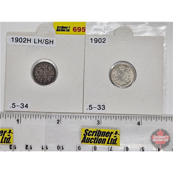 Canada Five Cent (2) : ~ 1902 ~ 1902H (Consignor Tag: LH/SH)