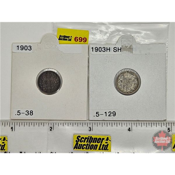 Canada Five Cent (2) : ~ 1903 ~ 1903H (Consignor Tag: SH)