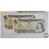 Image 3 : Canada $1 Bills 1973 (5): ~ Crow/Bouey #BAE2860464 ~ Crow/Bouey #BAJ8101187 ~ Crow/Bouey #AMF9614182