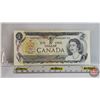Image 4 : Canada $1 Bills 1973 (5): ~ Crow/Bouey #BAE2860464 ~ Crow/Bouey #BAJ8101187 ~ Crow/Bouey #AMF9614182