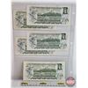 Image 5 : Canada $1 Bills 1973 (5): ~ Crow/Bouey #BAE2860464 ~ Crow/Bouey #BAJ8101187 ~ Crow/Bouey #AMF9614182