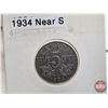 Image 2 : Canada Five Cent (4) : 1934; 1934; 1936; 1936 (Consignor Tag: 1934 Near S; 1934 Far S; 1936 Far S; 1