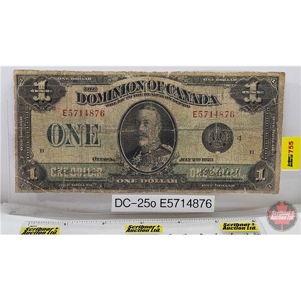 Dominion of Canada $1 Bill 1923 : Campbell/Clark #E5714876