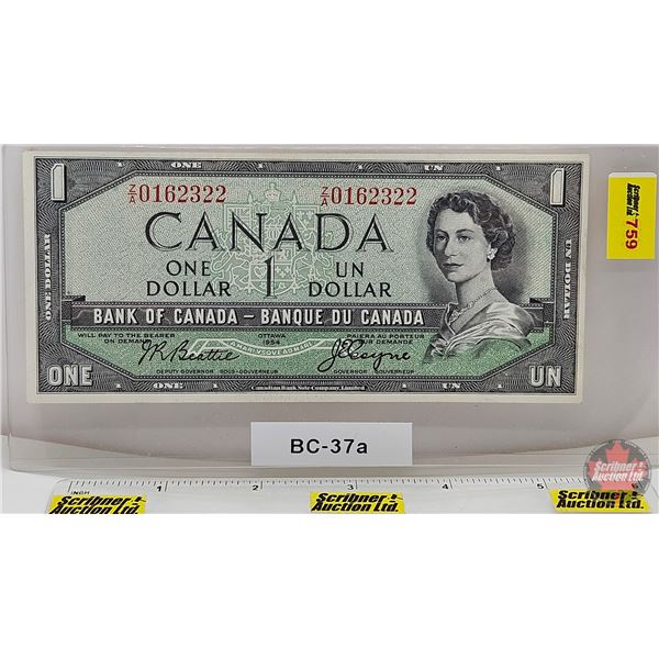 Canada $1 Bill 1954 : Beattie/Coyne #ZA0162322