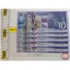 Image 1 : Canada $10 Bills (5 Consecutive) : Wilkins/\Poloz #CDA6203737-741