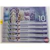 Image 2 : Canada $10 Bills (5 Consecutive) : Wilkins/\Poloz #CDA6203737-741