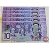 Image 3 : Canada $10 Bills (5 Consecutive) : Wilkins/\Poloz #CDA6203737-741
