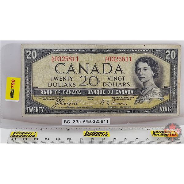 Canada $20 Bill 1954DF "Devil's Face" : Coyne/Towers #AE0325811