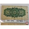 Image 8 : Dominion of Canada Twenty Five Cent 1923 "Shinplaster" (3) : ~ McCavour/Saunders #361884 ~ Campbell/