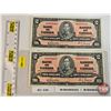 Image 1 : Bank of Canada $2 Bill 1937 (2 Consecutive) : Gordon/Towers #MB6989202-203