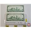 Image 4 : Canada $1 Bills 1967 (2 Consecutive) : Beattie/Rasminsky #HP2710013-0014