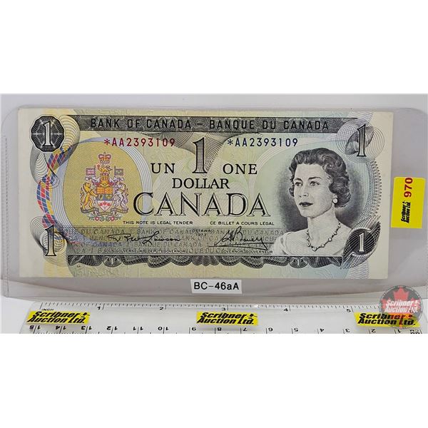 Canada $1 Bill 1973 *Replacement : Lawson/Bouey # *AA2393109