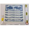 Image 3 : Canada $5 Bills 1954 (5 Consecutive) : Bouey/Rasminsky #UX9586503-6507