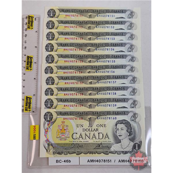 Canada $1 Bills 1973 (10 Consecutive) : Crow/Bouey #AMH4078151-8160