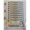 Image 1 : Canada $1 Bills 1973 (10 Consecutive) : Crow/Bouey #AMH4078151-8160