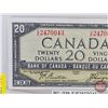 Image 3 : Canada $20 Bill 1954DF "Devil's Face" : Beattie/Coyne #EE2470043