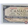 Image 3 : Canada $50 Bill 1954DF "Devil's Face" : Beattie/Coyne #AH2243301 (CCCS Cert : F-15)