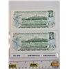 Image 4 : Canada $1 Bills 1973 (2 Consecutive) : Crow/Bouey #AME8995925-5926