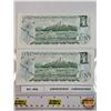 Image 4 : Canada $1 Bills 1973 (2 Consecutive) : Crow/Bouey #AMH6501859-1860