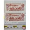 Image 4 : Canada $2 Bills 1974 (2 Consecutive) : Crow/Bouey #AGZ4910893-894