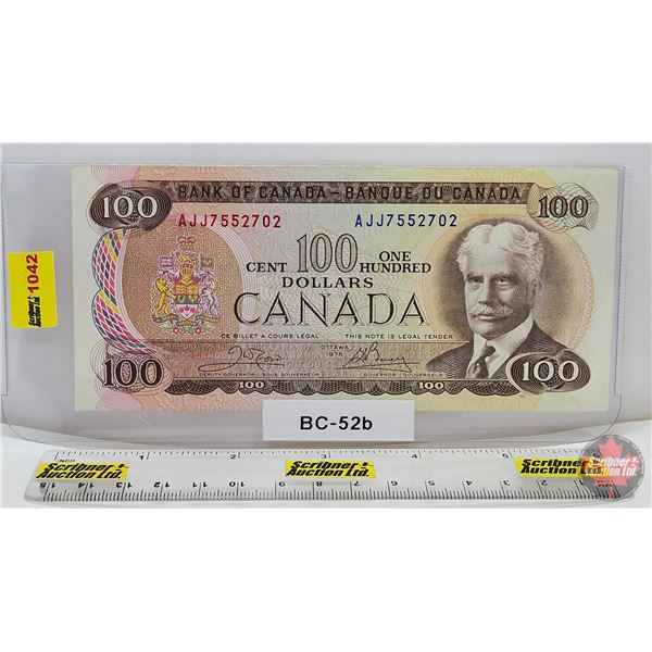 Canada $100 Bill 1975 : Crow/Bouey #AJJ7552702