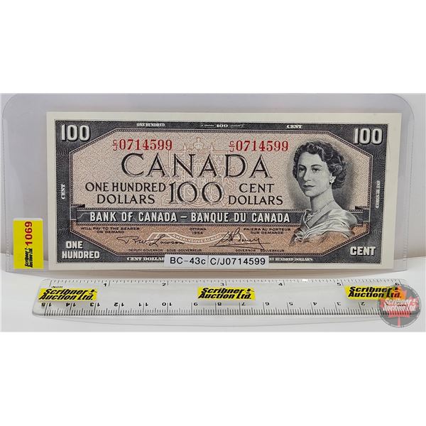 Canada $100 Bill 1954 : Lawson/Bouey #CJ0714599