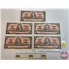 Image 1 : Bank of Canada $2 Bills 1937 (5): - Gordon/Towers #MB6857947 - Gordon/Towers #MB6871786 - Gordon/Tow