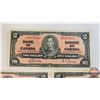 Image 2 : Bank of Canada $2 Bills 1937 (5): - Gordon/Towers #MB6857947 - Gordon/Towers #MB6871786 - Gordon/Tow