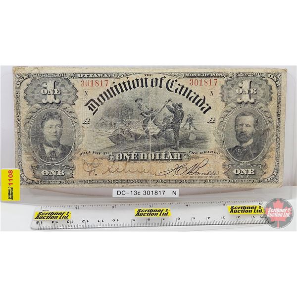 Dominion of Canada $1 Bill 1898 : Boville #301817