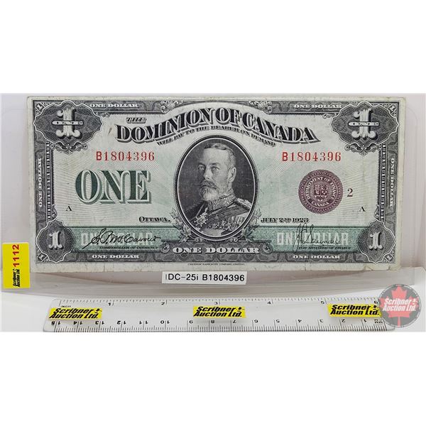 Dominion of Canada $1 Bill 1923 : McCavour/Saunders #B1804396 (Red Seal)