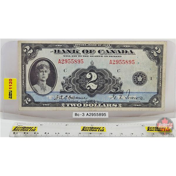 Bank of Canada $2 Bill 1935 : Osbourne/Towers #A2955895