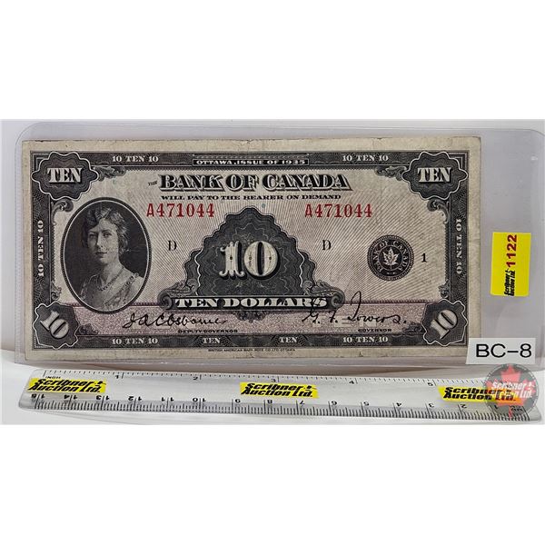 Bank of Canada $10 Bill 1935 : Osbourne/Towers #A471044