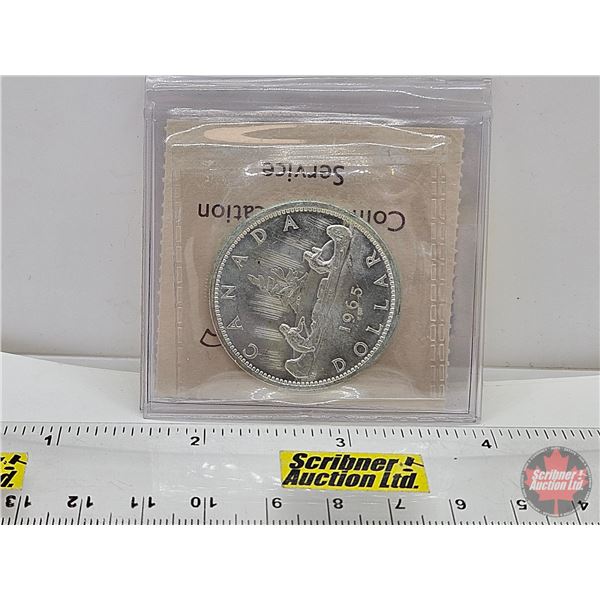 Canada One Dollar 1965 : Type V ; Heavy Cameo (ICCS Cert : MS-62)