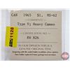 Image 4 : Canada One Dollar 1965 : Type V ; Heavy Cameo (ICCS Cert : MS-62)