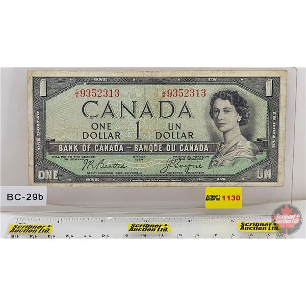Canada $1 Bill 1954DF "Devil's Face" : Beattie/Coyne #SA9352313