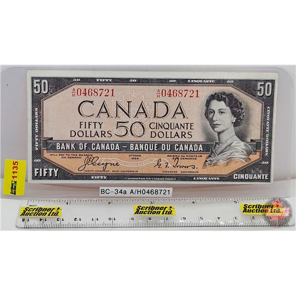 Canada $50 Bill 1954DF "Devil's Face" : Coyne/Towers #AH0468721