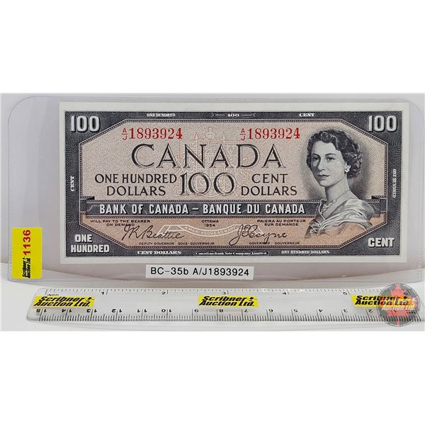 Canada $100 Bill 1954DF "Devil's Face" : Beattie/Coyne #AJ1893924
