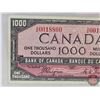 Image 3 : Canada $1000 Bill 1954DF "Devil's Face" : Coyne/Towers #AK0018860 (CCCS Cert : VF-20 Very Fine : Wri