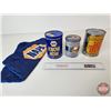 Image 1 : Collector Tin Trio : Surfco Coin Bank, NAPA Coin Bank w/Rag and Camel Lights Keg  (Largest Measures
