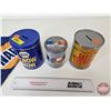Image 3 : Collector Tin Trio : Surfco Coin Bank, NAPA Coin Bank w/Rag and Camel Lights Keg  (Largest Measures