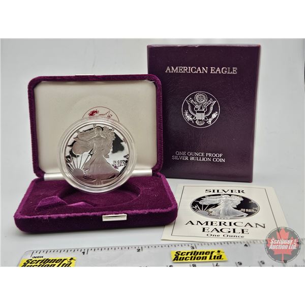 American Eagle : One Ounce Proof Fine Silver Bullion Coin : 1989 "S" (COA 99.99%) (GST Exempt)