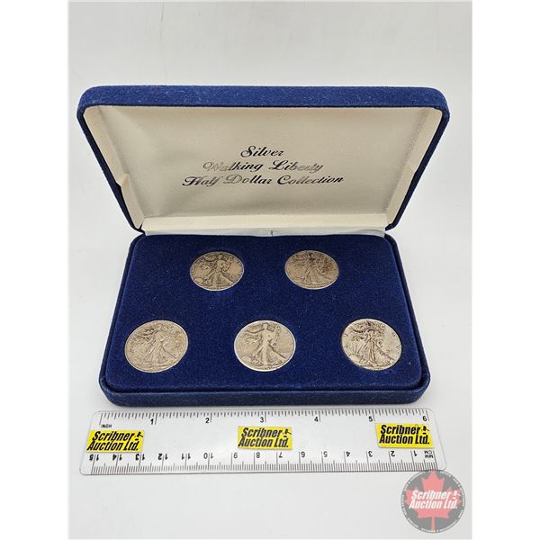 USA : Silver Walking Liberty Half Dollar Collection (5 Coin Set)  : 1934; 1935; 1937; 1940; 1946