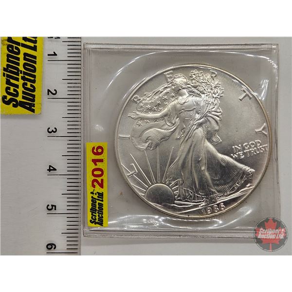 USA American Silver Eagle Bullion One-Dollar Coin : 1oz Fine Silver 1986