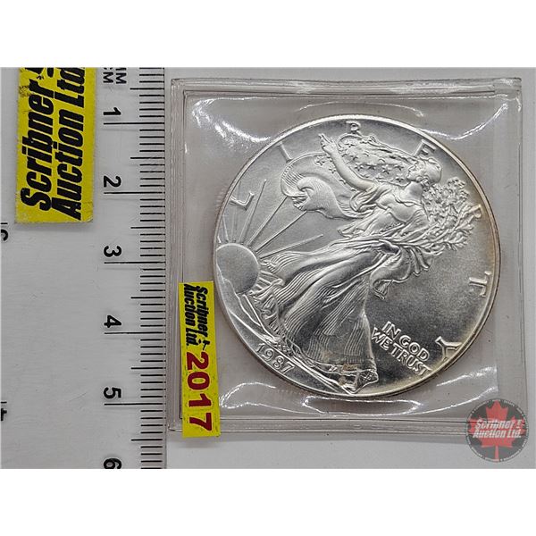 USA American Silver Eagle Bullion One-Dollar Coin : 1oz Fine Silver 1987