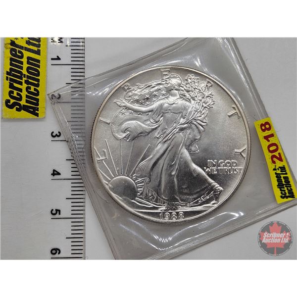 USA American Silver Eagle Bullion One-Dollar Coin : 1oz Fine Silver 1988