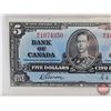 Image 2 : Bank of Canada $5 Bill 1937 : Gordon/Towers #RC1074350 (BCS Cert: Extra Fine 40 : Minor Stain)