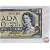 Image 2 : Canada $20 Bill 1954DF "Devil's Face" : Beattie/Coyne #DE0085499 (BCS Cert: Very Fine 25) ~ Miscut
